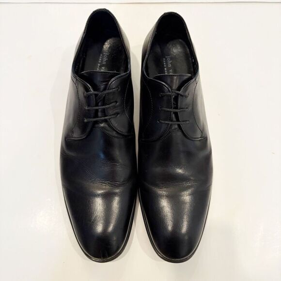 John Varvatos Size 12 Black Dress Shoes Oxford Handmade in Italy - Picture 2 of 7